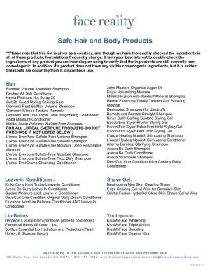 Safe Hair and Body Products