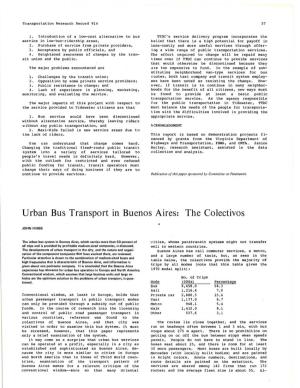 Urban Bus Transport in Buenos Aires: the Colectivos • JOHN HIBBS