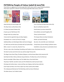 FICTION by People of Colour (Adult & Teen/YA)