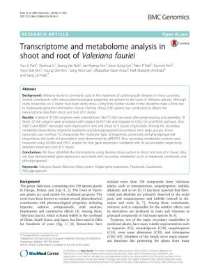 Transcriptome and Metabolome Analysis in Shoot and Root Of
