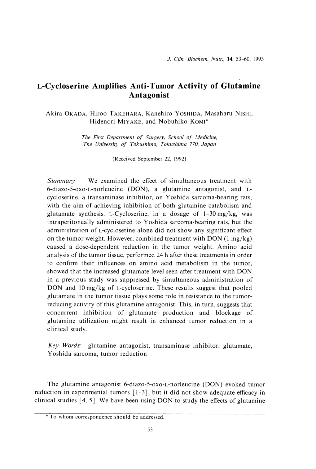 L-Cycloserine Amplifies Anti-Tumor Activity of Glutamine Antagonist