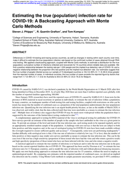 Estimating the True (Population) Infection Rate for COVID-19: a Backcasting Approach with Monte Carlo Methods Steven J