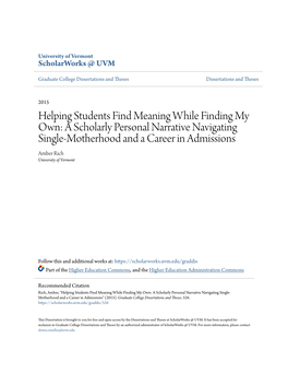 Helping Students Find Meaning While Finding My Own: a Scholarly