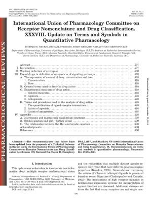 International Union of Pharmacology Committee on Receptor Nomenclature and Drug Classification. XXXVIII. Update on Terms and Symbols in Quantitative Pharmacology