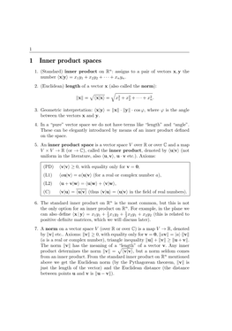 1 Inner Product Spaces
