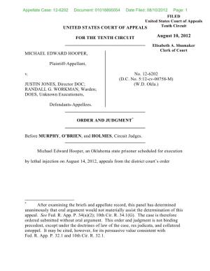 12-6202 Document: 01018895054 Date Filed: 08/10/2012 Page: 1 FILED United States Court of Appeals UNITED STATES COURT of APPEALS Tenth Circuit