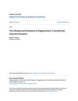 The Lifestyle and Prevalence of Vegetarianism in Seventh-Day Adventist Hispanics