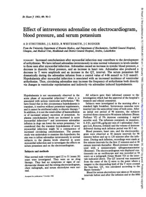 Effect of Intravenous Adrenaline on Electrocardiogram, Blood Pressure, and Serum Potassium