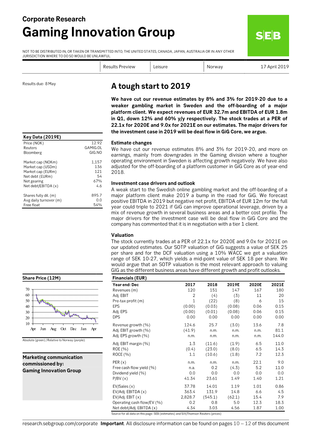 SEB Corporate Research Q1 2019 Preview