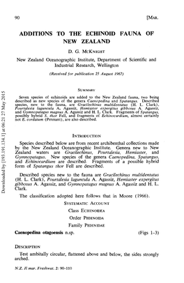 Additions to the Echinoid Fauna of New Zealand