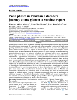 Polio Phases in Pakistan a Decade's Journey