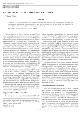 An Insight Into the Leishmania Rna Virus