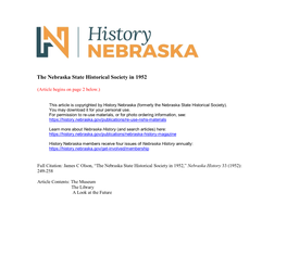 The Nebraska State Historical Society in 1952