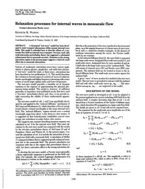Relaxation Processes for Internal Waves in Mesoscale Flow (Transport Phenomena/Rossby Waves) KENNETH M
