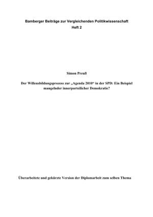 Agenda 2010“ in Der SPD: Ein Beispiel Mangelnder Innerparteilicher Demokratie?