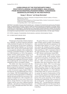 ACARIFORMES: ANALGOIDEA) from WOODCREEPERS (PASSERIFORMES: FURNARIIDAE: DENDROCOLAPTINAE) in the NEOTROPICS Sergey V