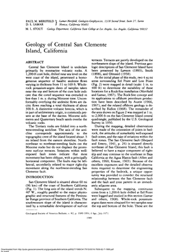 Geology of Central San Clemente Island, California