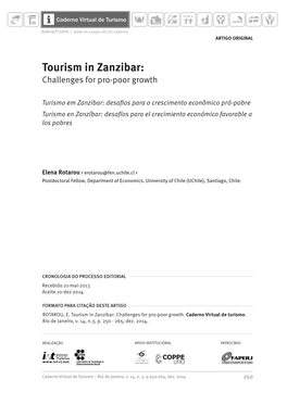 Tourism in Zanzibar: Challenges for Pro-Poor Growth