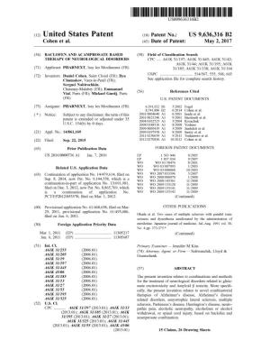 (12) United States Patent (10) Patent No.: US 9,636,316 B2 Cohen Et Al
