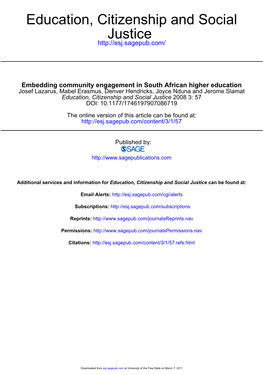 Embedding Community Engagement in South African Higher Education