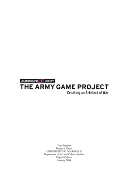 The Army Game Project – Creating an Artefact of War