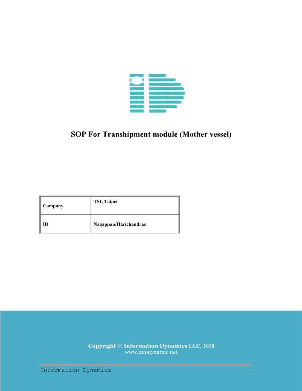 SOP for Transhipment Module (Mother Vessel)