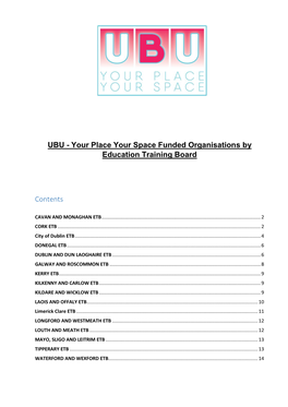 UBU Funded Organisations List by ETB (PDF)