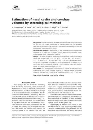 Estimation of Nasal Cavity and Conchae Volumes by Stereological Method