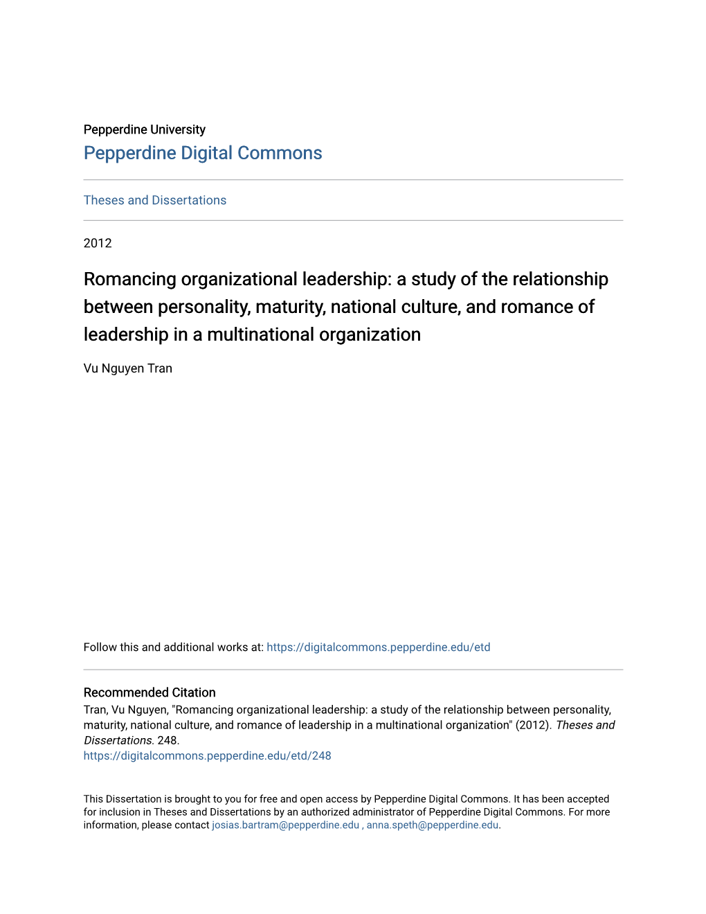 Romancing Organizational Leadership