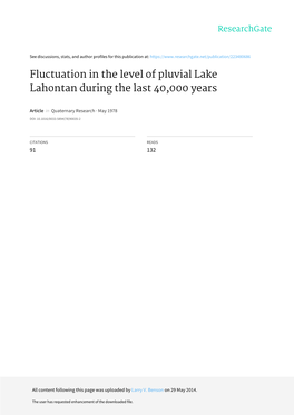 Fluctuation in the Level of Pluvial Lake Lahontan During the Last 40,000 Years