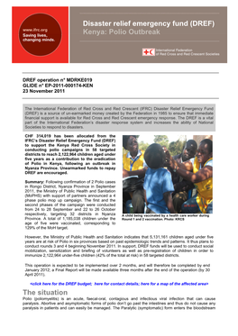 Disaster Relief Emergency Fund (DREF) Kenya: Polio Outbreak The