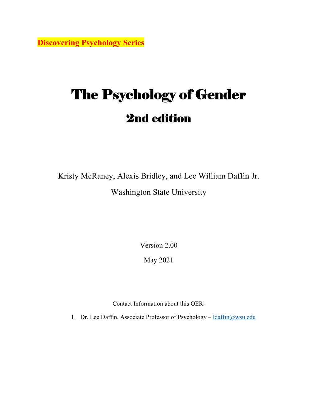 The Psychology Of Gender 2nd Edition Docslib