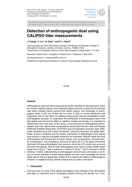 Detection of Anthropogenic Dust Using CALIPSO Lidar Measurements J