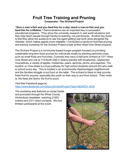 Fruit Tree Training and Pruning Demonstration