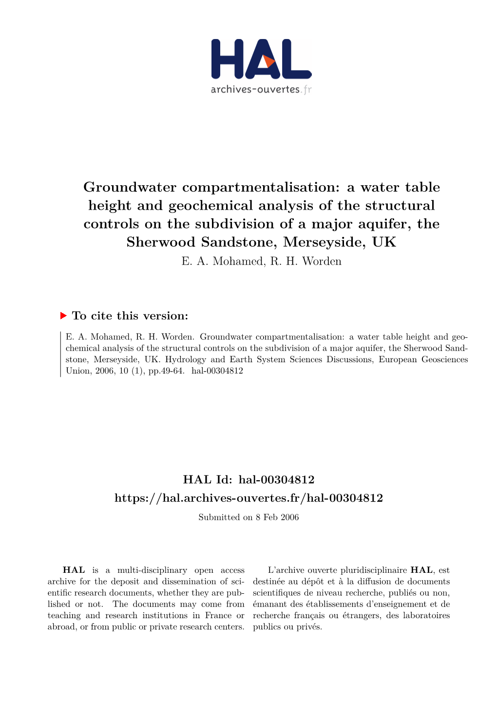 Groundwater Compartmentalisation