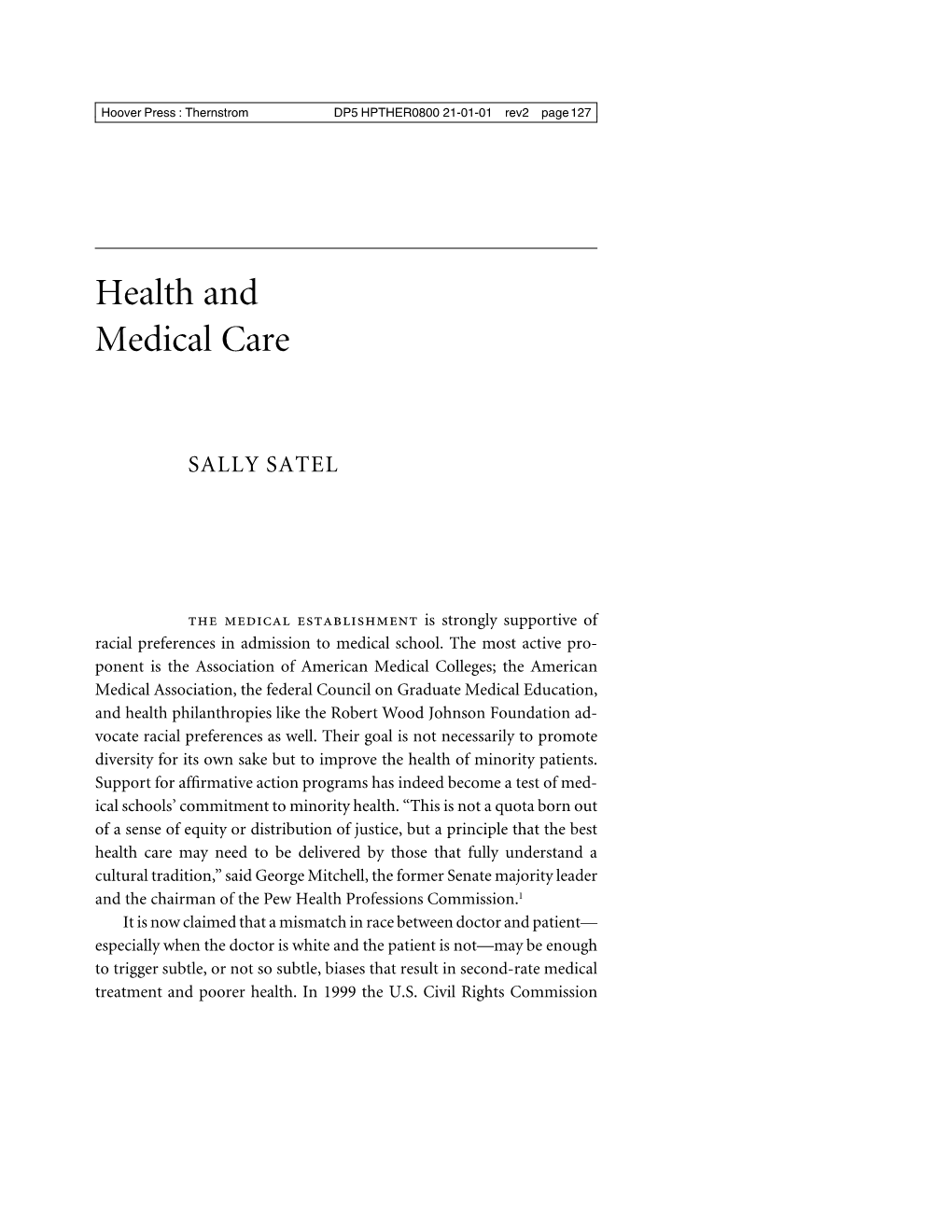 Health and Medical Care