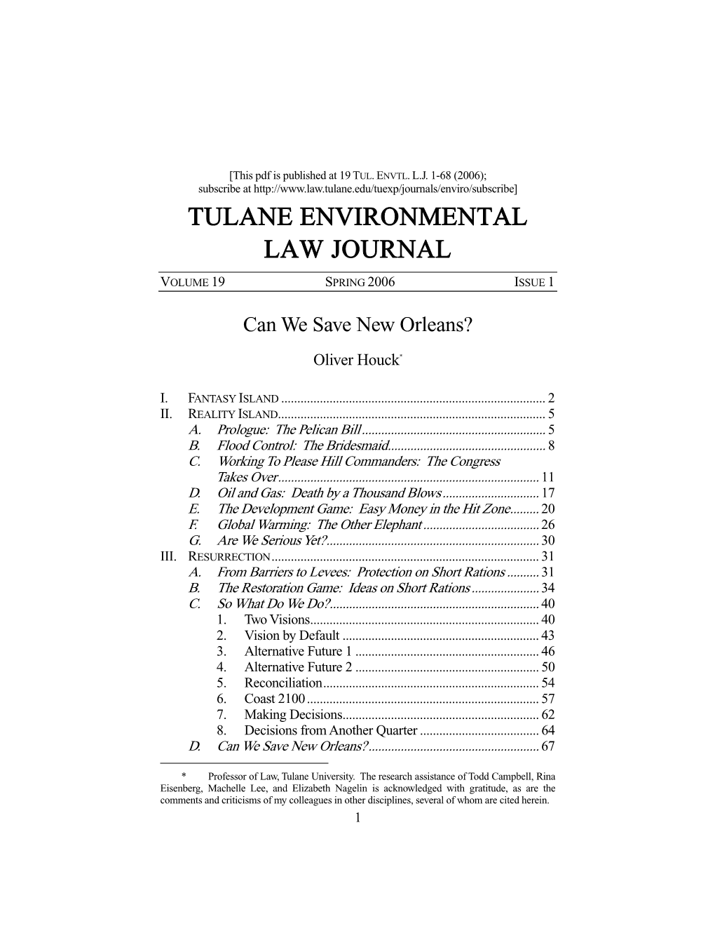 Tulane Environmental Law Journal