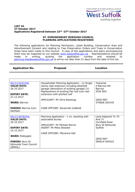 SEBC Planning Applications 44/17