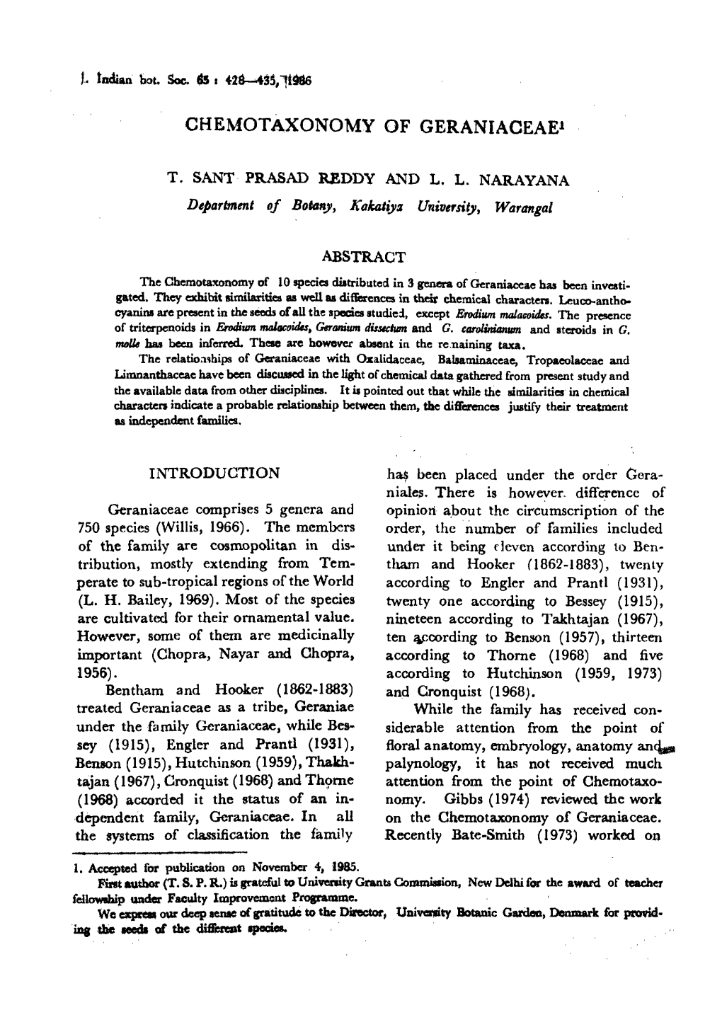 Chemotaxonomy of Geraniaceae^