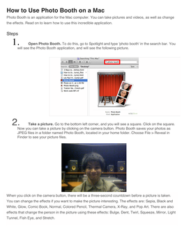 How to Use Photo Booth on a Mac Photo Booth Is an Application for the Mac Computer