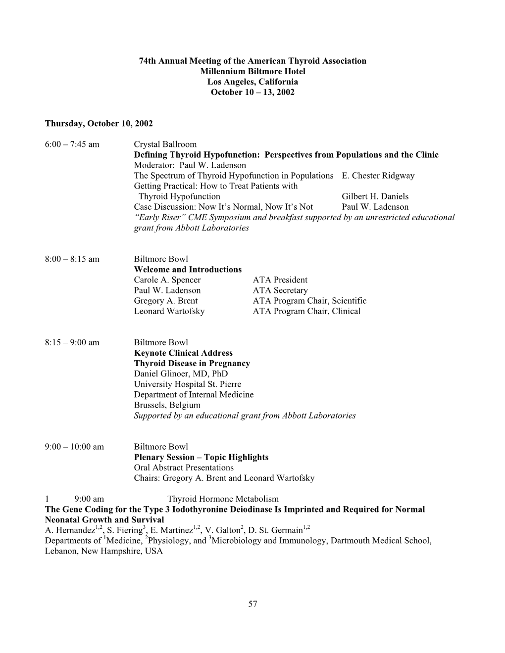 74Th Annual Meeting Program