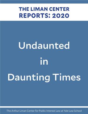 The Liman Center Reports: 2020—Undaunted in Daunting Times