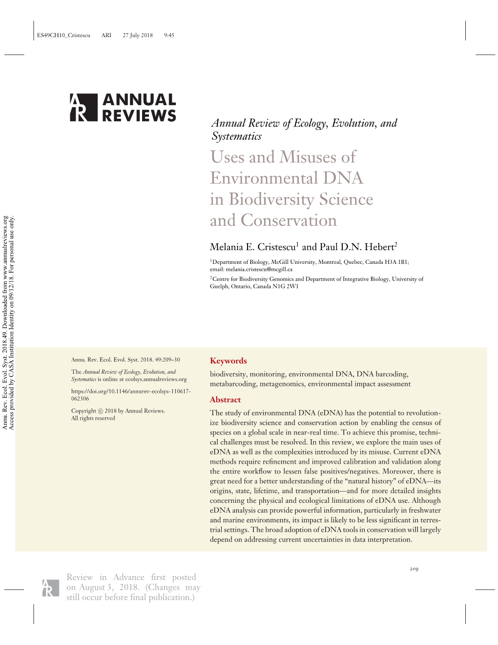 Uses And Misuses Of Environmental DNA In Biodiversity Science And ...