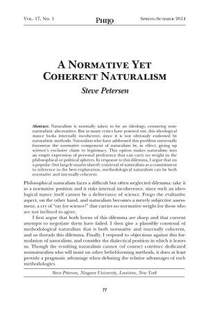 A Normative Yet Coherent Naturalism Steve Petersen
