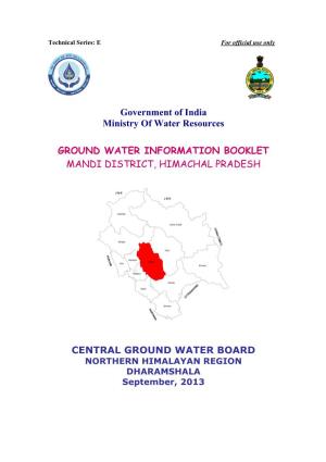 Ground Water Information Booklet Mandi District, Himachal Pradesh