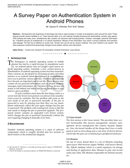 A Survey Paper on Authentication System in Android Phones Mr