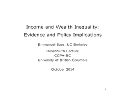 Income and Wealth Inequality: Evidence and Policy Implications