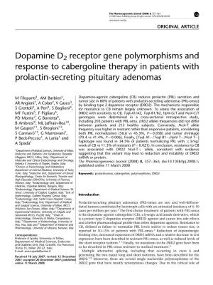 Dopamine D2 Receptor Gene Polymorphisms and Response to Cabergoline Therapy in Patients with Prolactin-Secreting Pituitary Adenomas