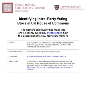 Identifying Intra-Party Voting Blocs in UK House of Commons