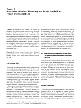 Investment, Dividend, Financing, and Production Policies: Theory and Implications